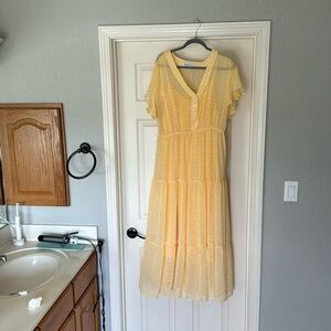 Yellow and white summer dress comes with slip dress underneath